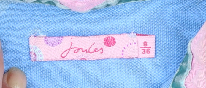 Joules Womens Blue Polo Shirt Size 8 Collared Short Sleeve Cotton