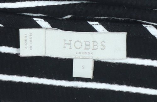 Hobbs Women's Black Striped 3/4 Sleeve Boat Neck Cotton Blend Top S