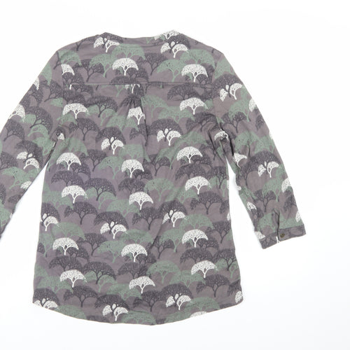 White Stuff Womens Grey Nature Print 3/4 Sleeve Blouse Size 8