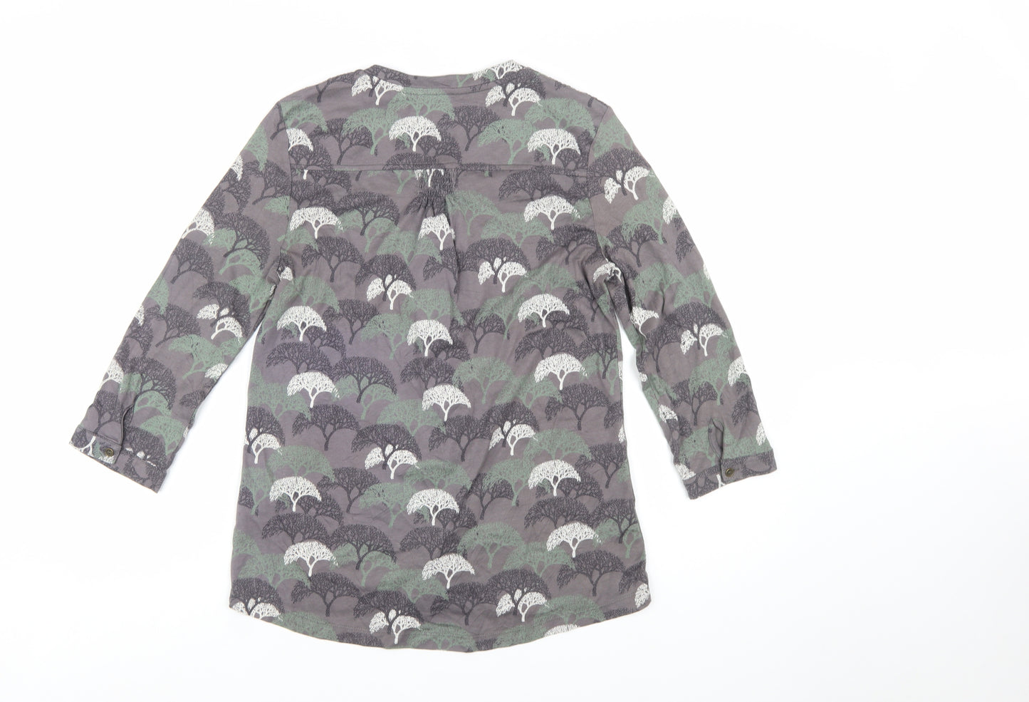 White Stuff Womens Grey Nature Print 3/4 Sleeve Blouse Size 8