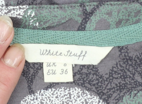 White Stuff Womens Grey Nature Print 3/4 Sleeve Blouse Size 8
