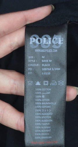 883 Police Men's Black Short Sleeve Crew Neck Cotton T-Shirt Medium