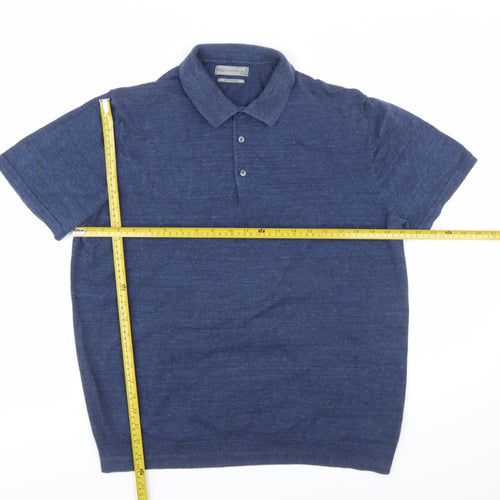 Marks and Spencer Men's Blue Cotton Blend Polo Shirt XL