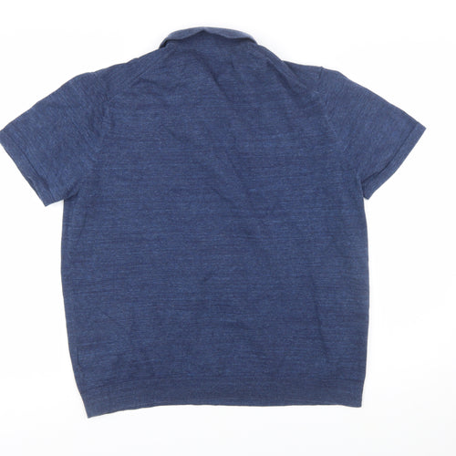 Marks and Spencer Men's Blue Cotton Blend Polo Shirt XL