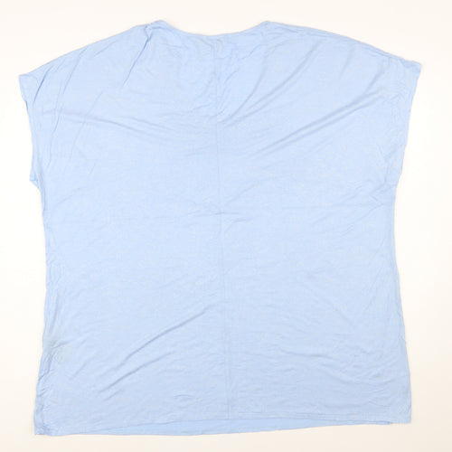 Capsule Women Blue Viscose Stretch Basic V-Neck T-Shirt Size 20