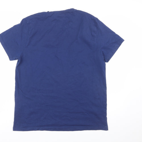 Jasper Conran Men's Blue Cotton Crew Neck T-Shirt Size L