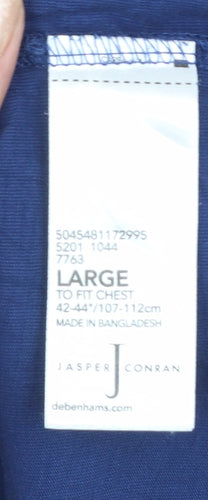 Jasper Conran Men's Blue Cotton Crew Neck T-Shirt Size L