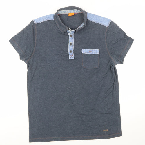 Hugo Boss Men's Blue Short Sleeve Polo Shirt Size M Cotton Blend