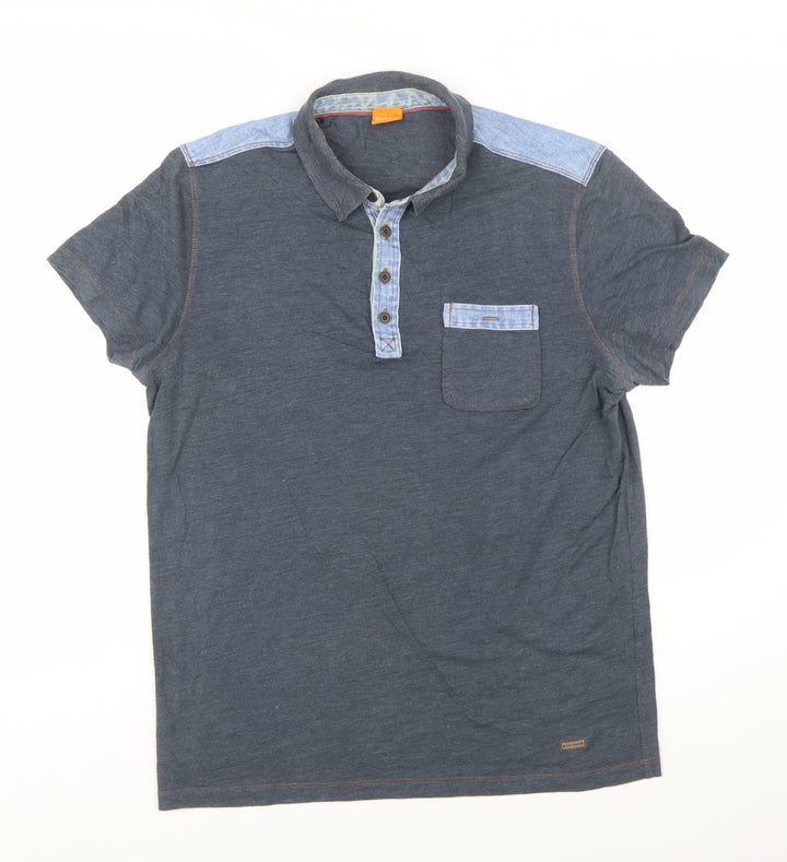 Hugo Boss Men's Blue Short Sleeve Polo Shirt Size M Cotton Blend