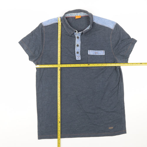 Hugo Boss Men's Blue Short Sleeve Polo Shirt Size M Cotton Blend