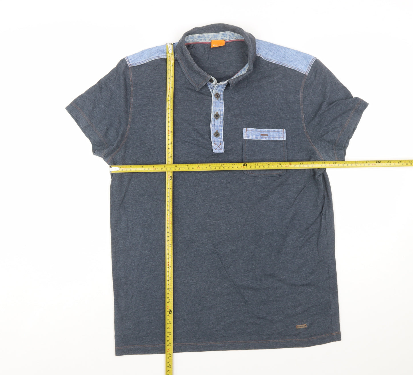 Hugo Boss Men's Blue Short Sleeve Polo Shirt Size M Cotton Blend