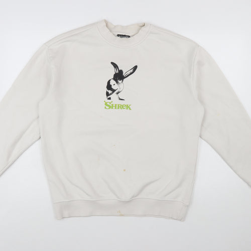 DreamWorks Shrek White Sweatshirt Women's M Printed Donkey Graphic