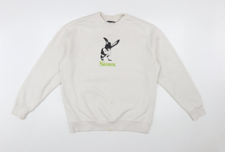 DreamWorks Shrek White Sweatshirt Women's M Printed Donkey Graphic