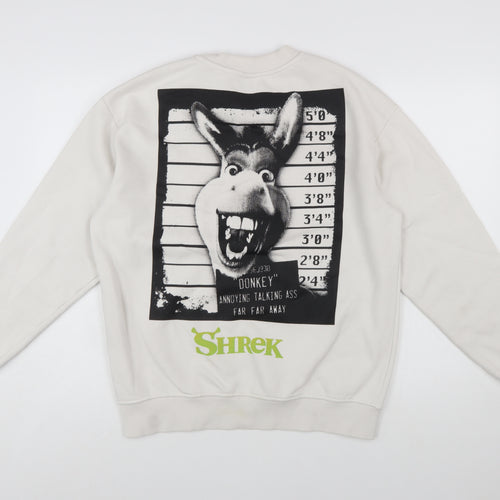 DreamWorks Shrek White Sweatshirt Women's M Printed Donkey Graphic