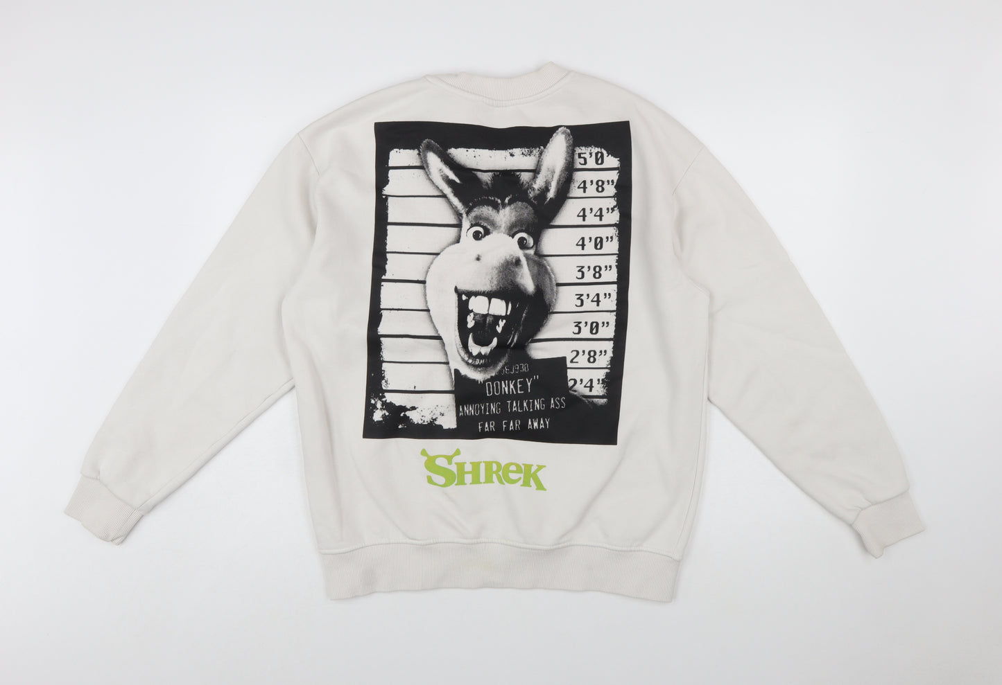 DreamWorks Shrek White Sweatshirt Women's M Printed Donkey Graphic