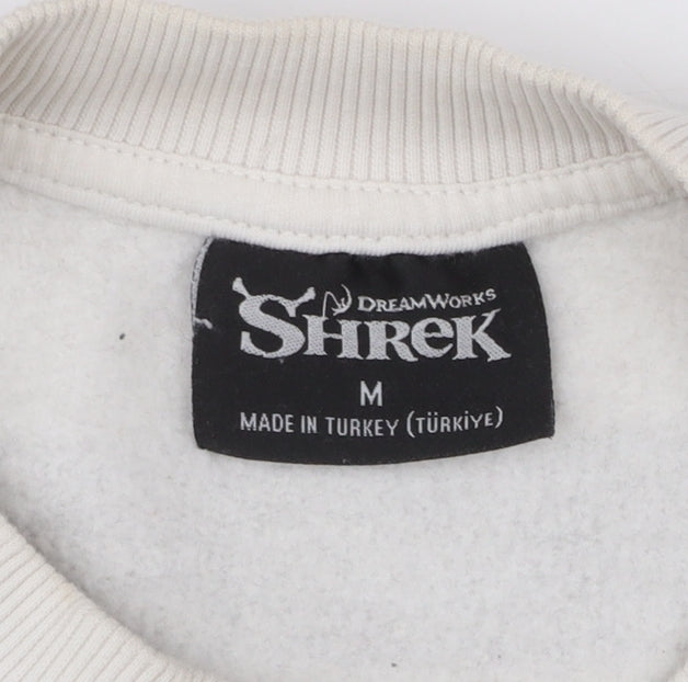 DreamWorks Shrek White Sweatshirt Women's M Printed Donkey Graphic