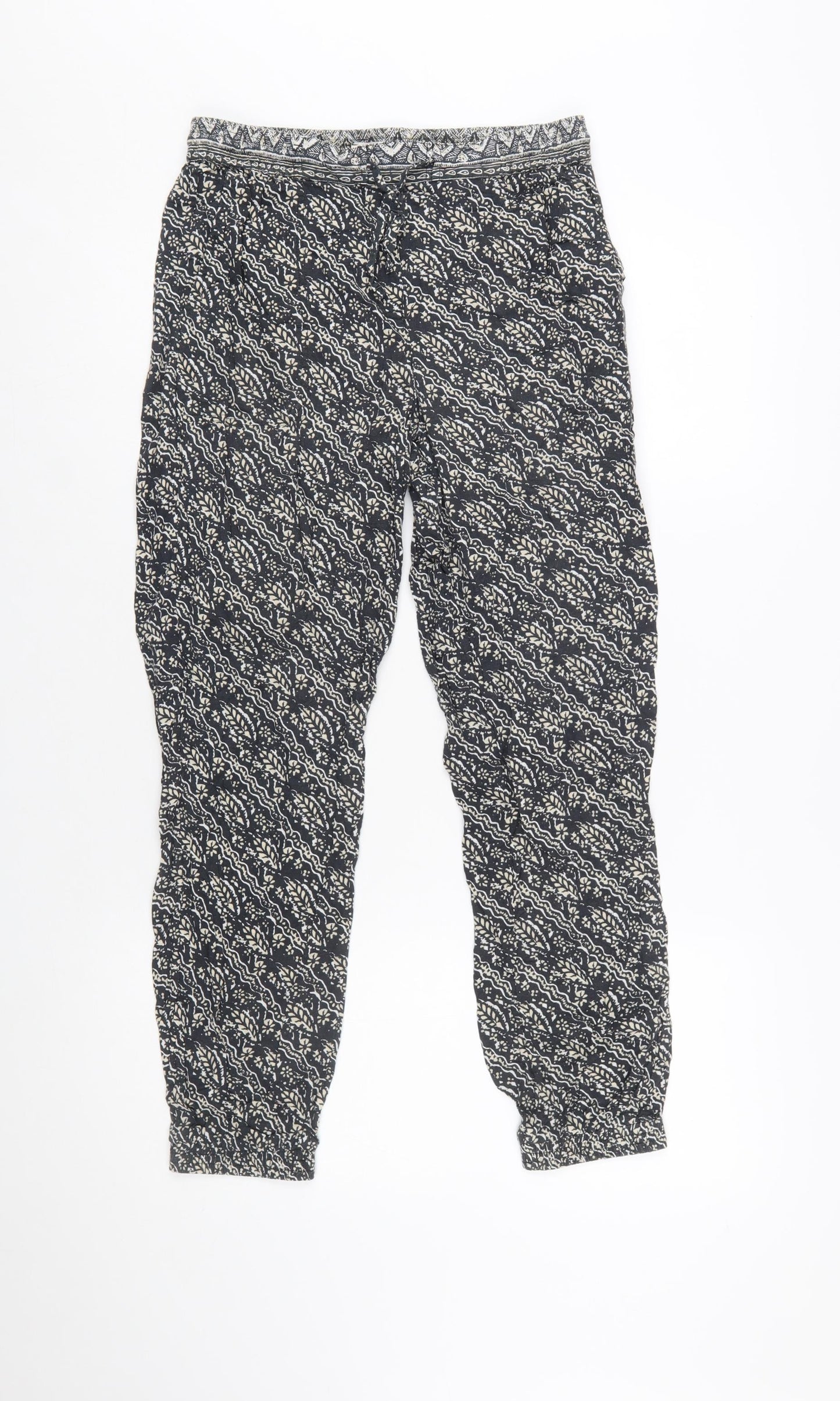 FatFace Women's Black Geometric Print Harem Trousers Size 10
