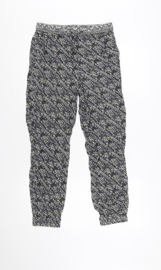 FatFace Women's Black Geometric Print Harem Trousers Size 10