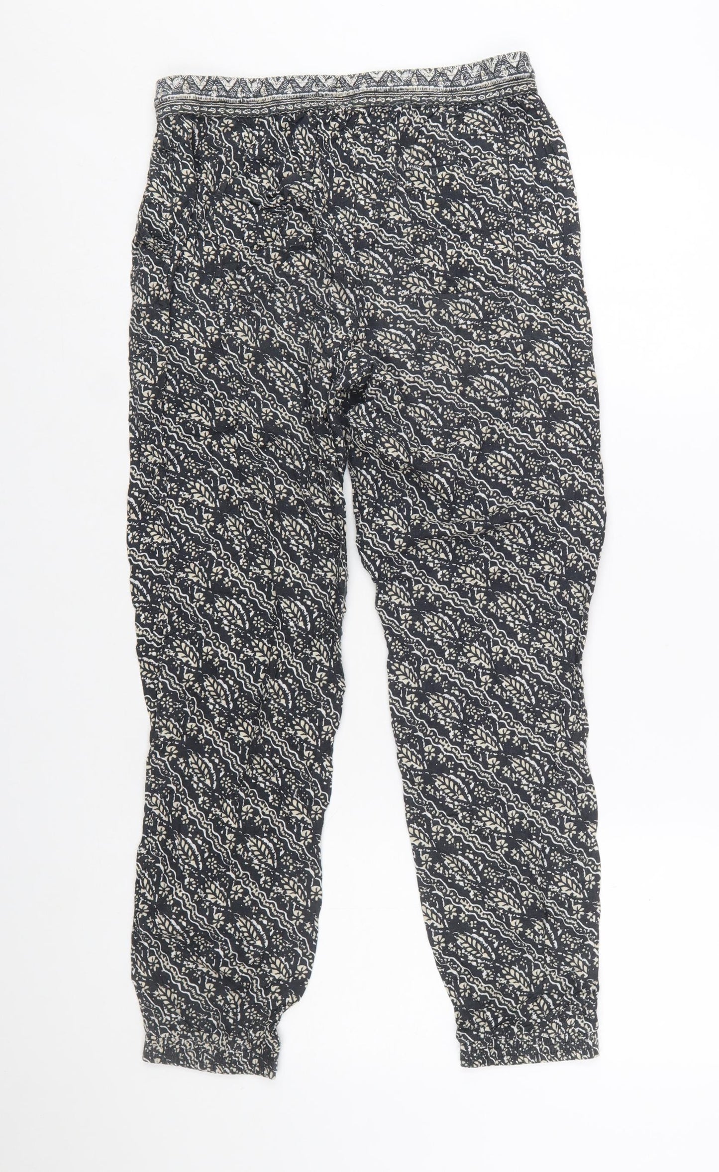 FatFace Women's Black Geometric Print Harem Trousers Size 10