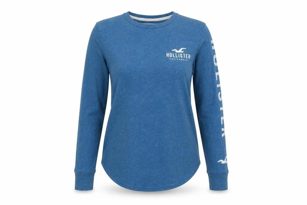 Hollister Women Blue XS Long Sleeve Crew Neck Jersey T-Shirt