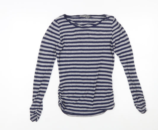 Mint Velvet Women’s Blue Grey Striped Long Sleeve Stretch Jersey Top Size 8