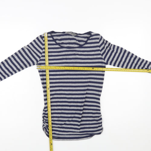 Mint Velvet Women’s Blue Grey Striped Long Sleeve Stretch Jersey Top Size 8