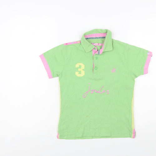 Joules Women’s Green Polo Shirt Size 8 Cotton Short Sleeve Top