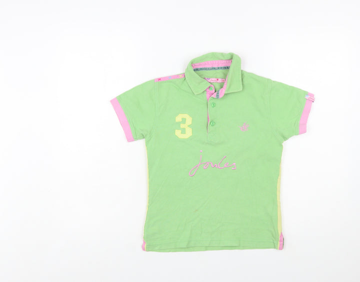 Joules Women’s Green Polo Shirt Size 8 Cotton Short Sleeve Top
