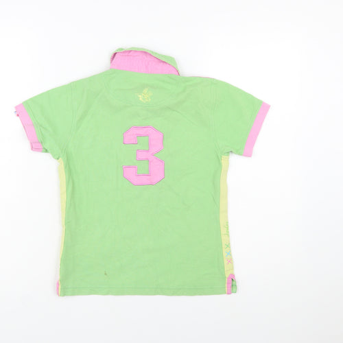 Joules Women’s Green Polo Shirt Size 8 Cotton Short Sleeve Top