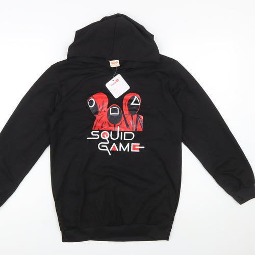 Foanja Boys Black Squid Game Pullover Hoodie 16 Years Graphic Print Cotton Blend
