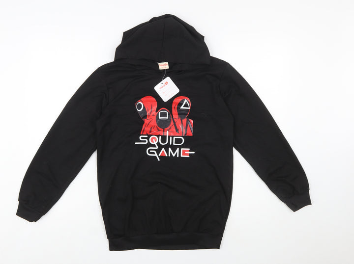 Foanja Boys Black Squid Game Pullover Hoodie 16 Years Graphic Print Cotton Blend