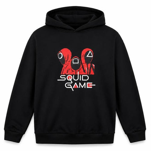 Foanja Boys Black Squid Game Pullover Hoodie 16 Years Graphic Print Cotton Blend