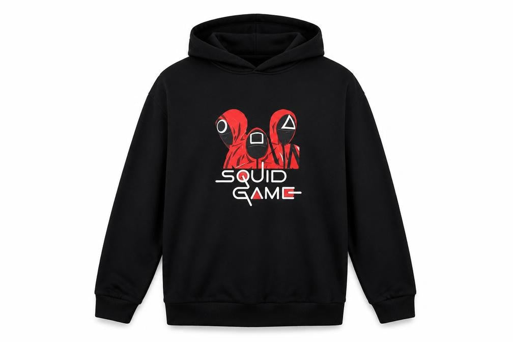 Foanja Boys Black Squid Game Pullover Hoodie 16 Years Graphic Print Cotton Blend