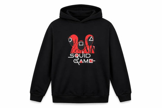 Foanja Boys Black Squid Game Pullover Hoodie 16 Years Graphic Print Cotton Blend