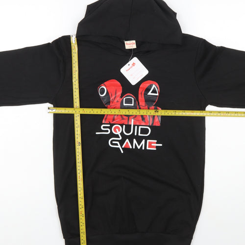 Foanja Boys Black Squid Game Pullover Hoodie 16 Years Graphic Print Cotton Blend