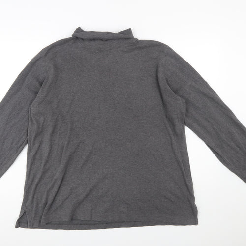 Lands' End Women's Grey Roll Neck Long Sleeve Cotton Top XL