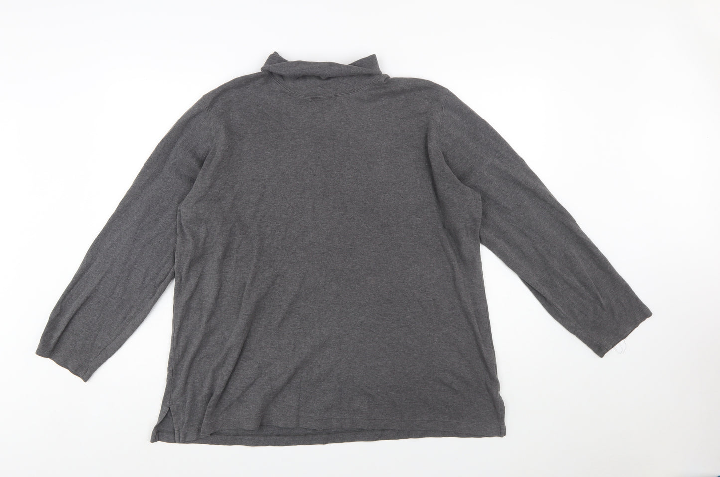 Lands' End Women's Grey Roll Neck Long Sleeve Cotton Top XL