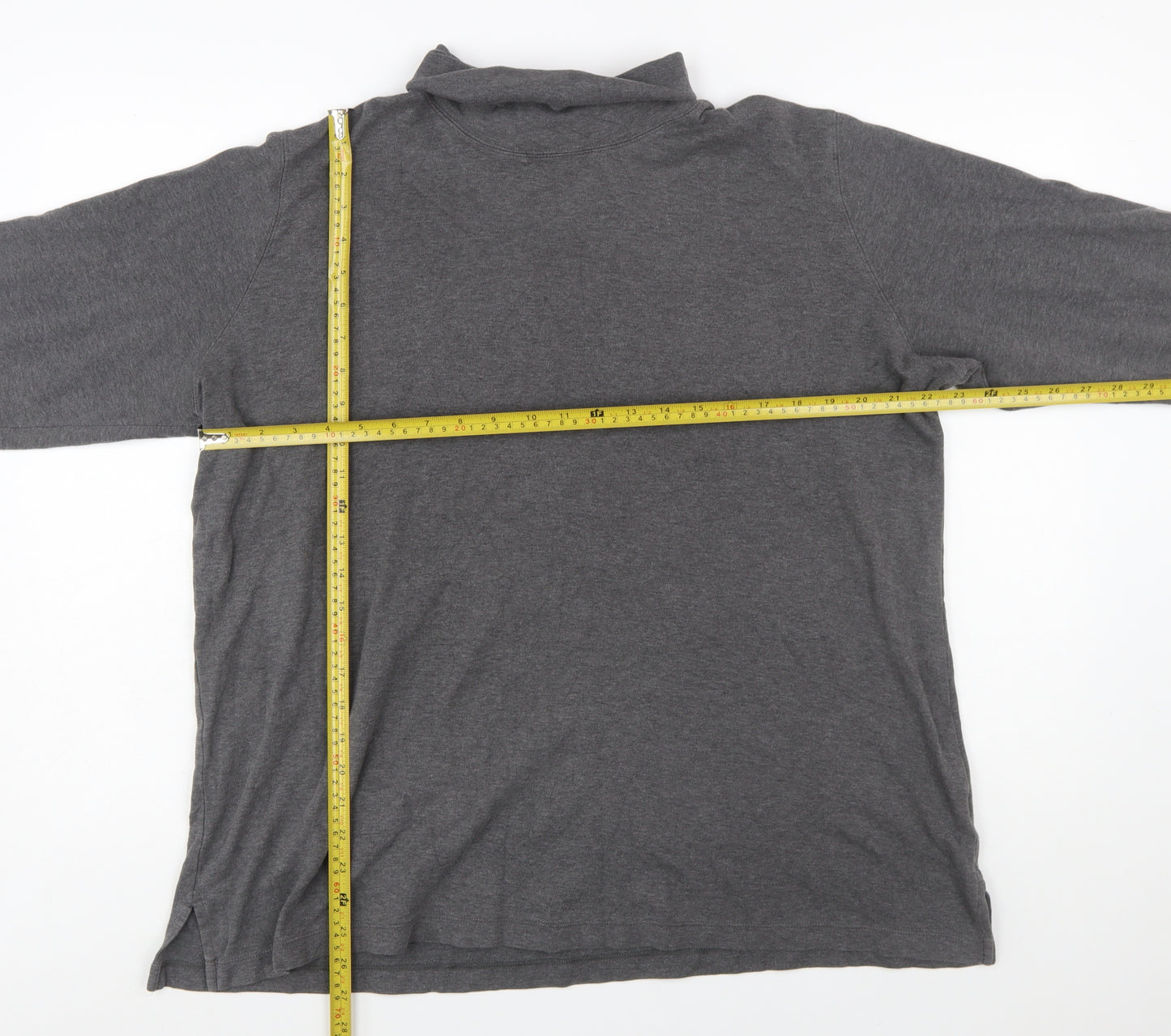 Lands' End Women's Grey Roll Neck Long Sleeve Cotton Top XL