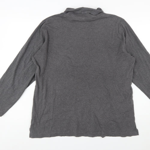 Lands' End Women's Grey Roll Neck Long Sleeve Cotton Top XL