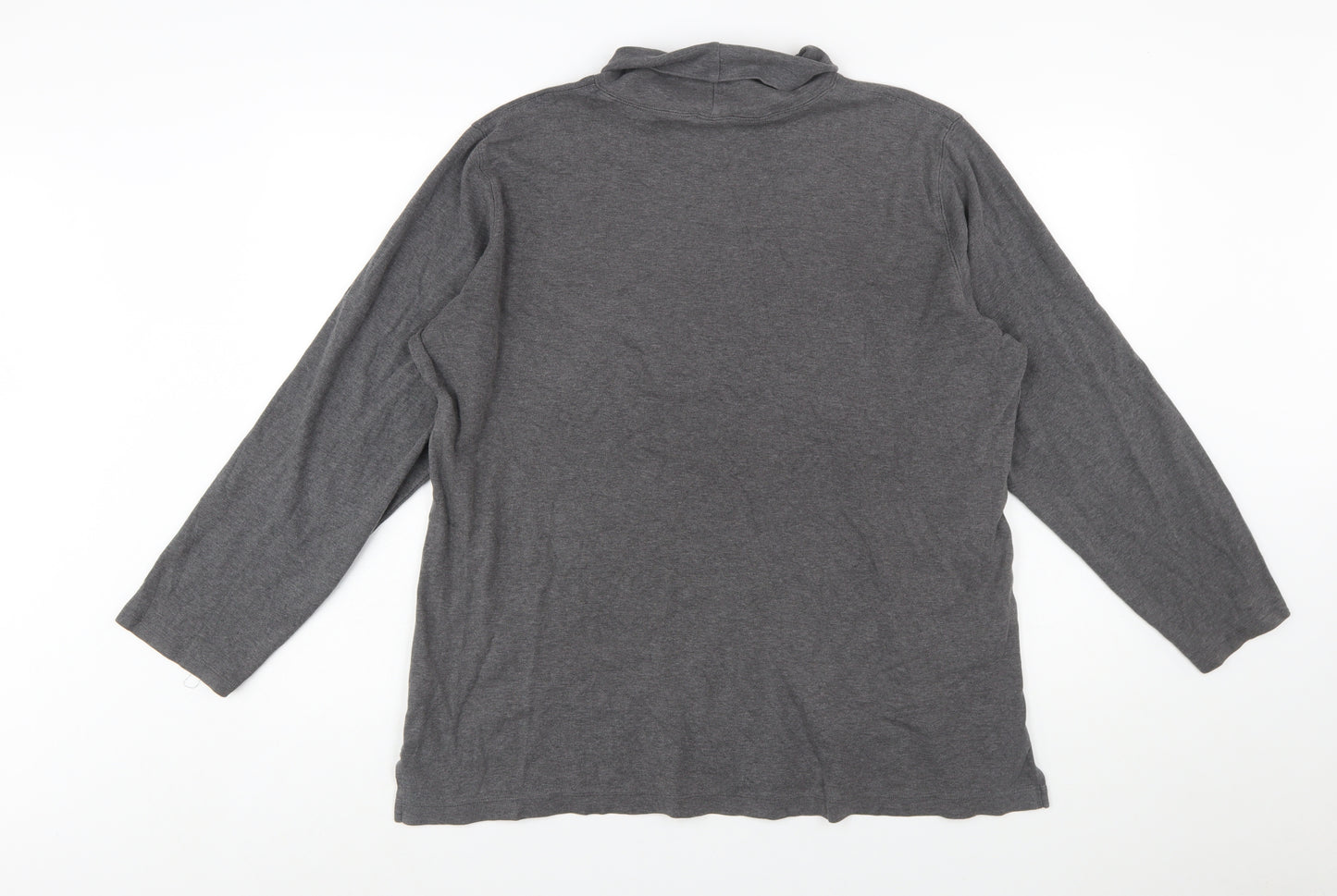 Lands' End Women's Grey Roll Neck Long Sleeve Cotton Top XL