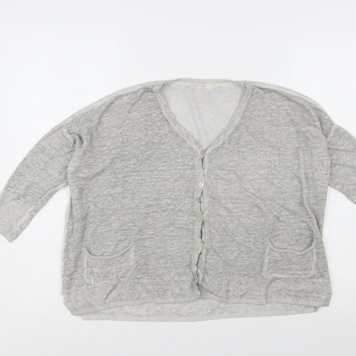 Mint Velvet Women’s Grey Linen V-Neck Button Cardigan Size 10