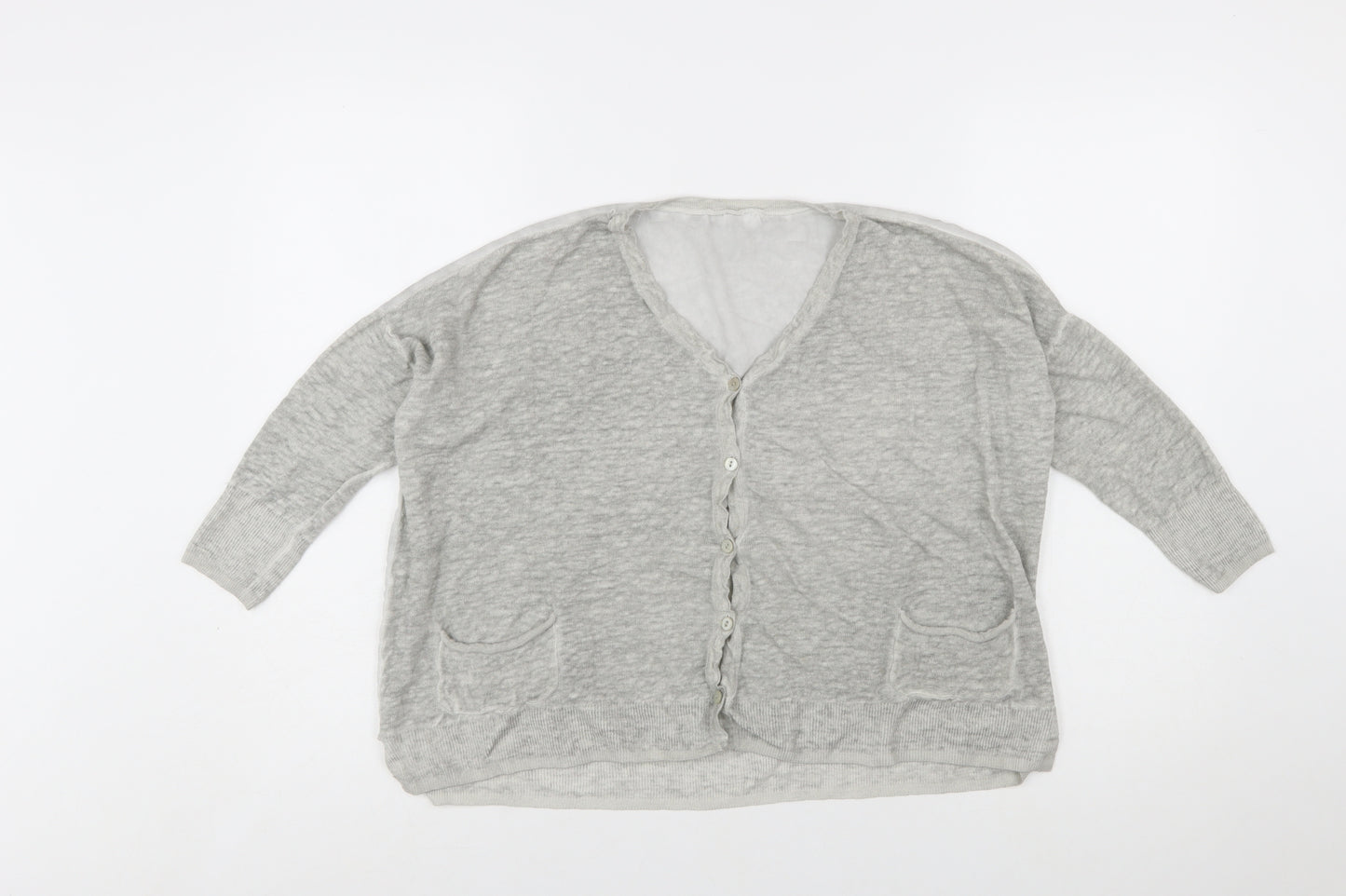Mint Velvet Women’s Grey Linen V-Neck Button Cardigan Size 10