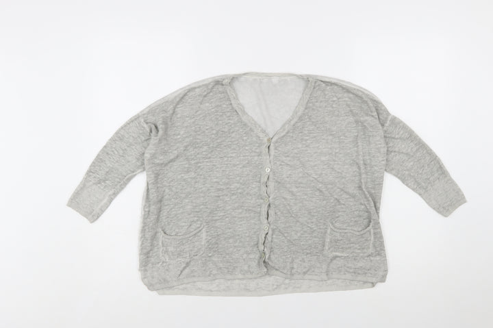 Mint Velvet Women’s Grey Linen V-Neck Button Cardigan Size 10