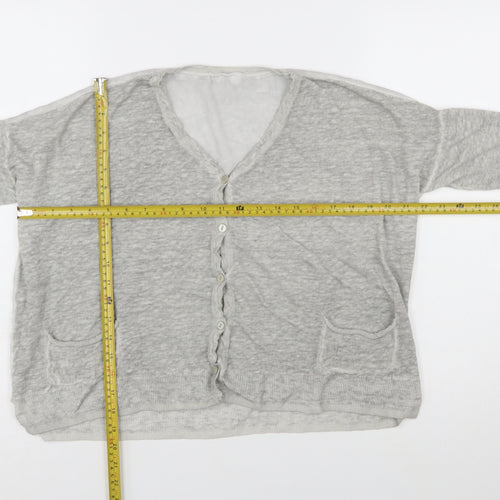 Mint Velvet Women’s Grey Linen V-Neck Button Cardigan Size 10