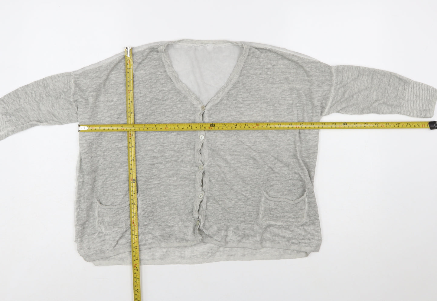 Mint Velvet Women’s Grey Linen V-Neck Button Cardigan Size 10