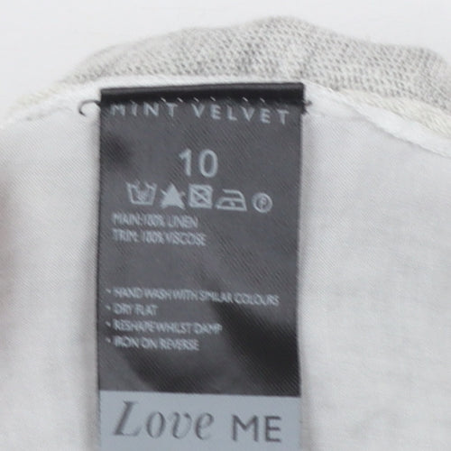 Mint Velvet Women’s Grey Linen V-Neck Button Cardigan Size 10