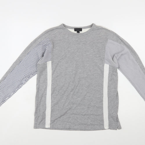 Topshop Women’s Grey Colourblock Long Sleeve Jersey T-Shirt Size 6