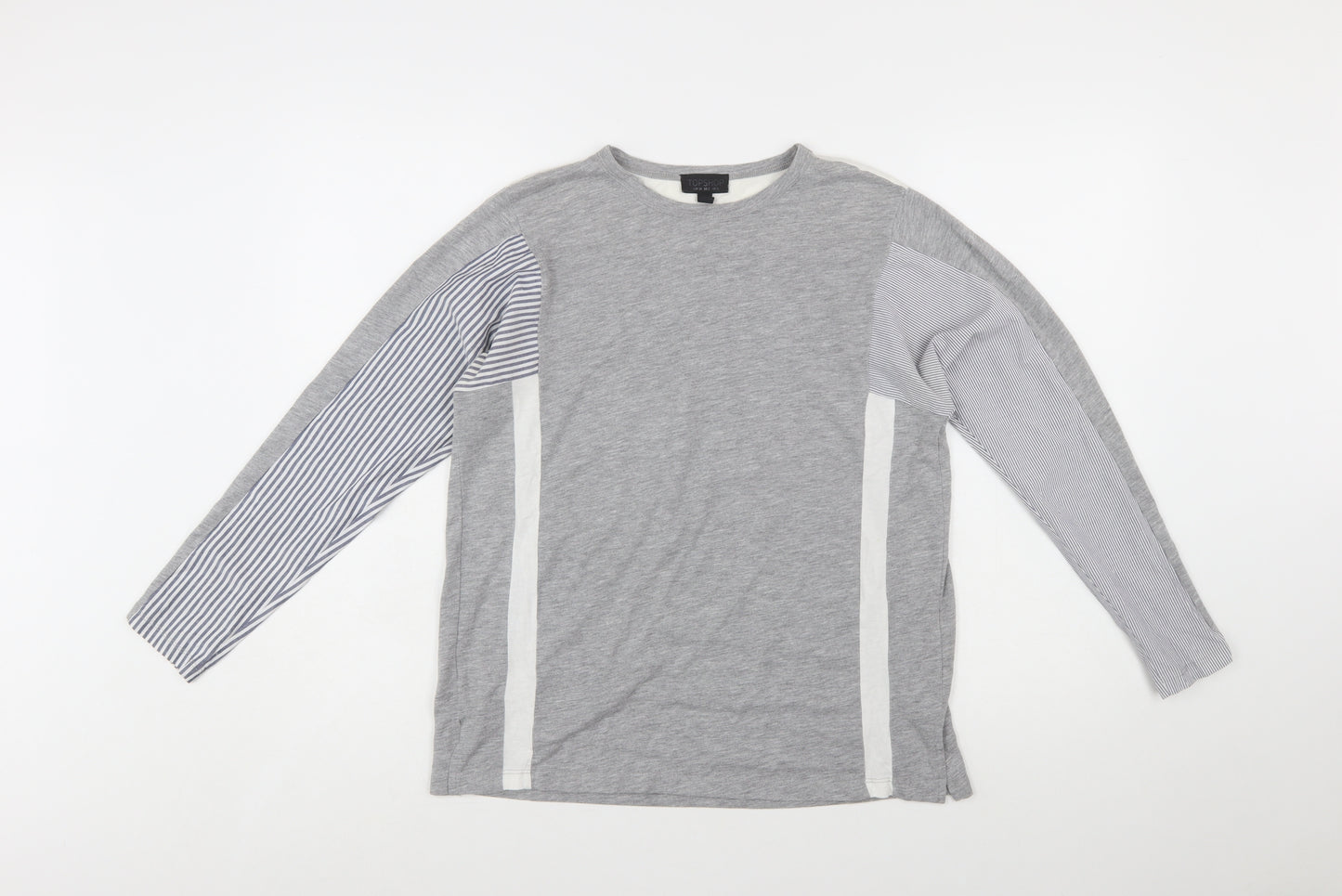 Topshop Women’s Grey Colourblock Long Sleeve Jersey T-Shirt Size 6
