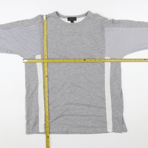 Topshop Women’s Grey Colourblock Long Sleeve Jersey T-Shirt Size 6