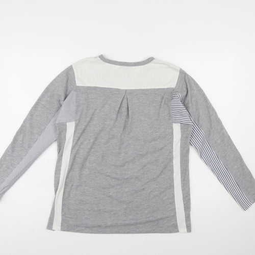 Topshop Women’s Grey Colourblock Long Sleeve Jersey T-Shirt Size 6
